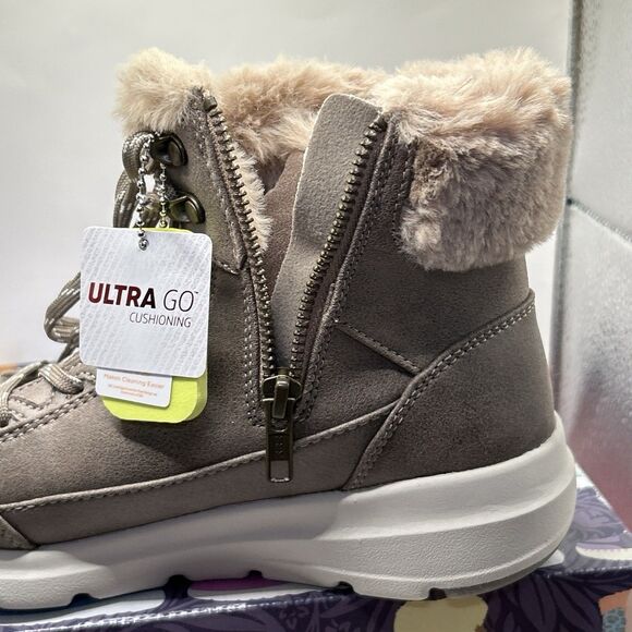 Skechers Go Walk Glacial Waterproof Winter Boots Womens 6 Dark Taupe NIB - Picture 7 of 16